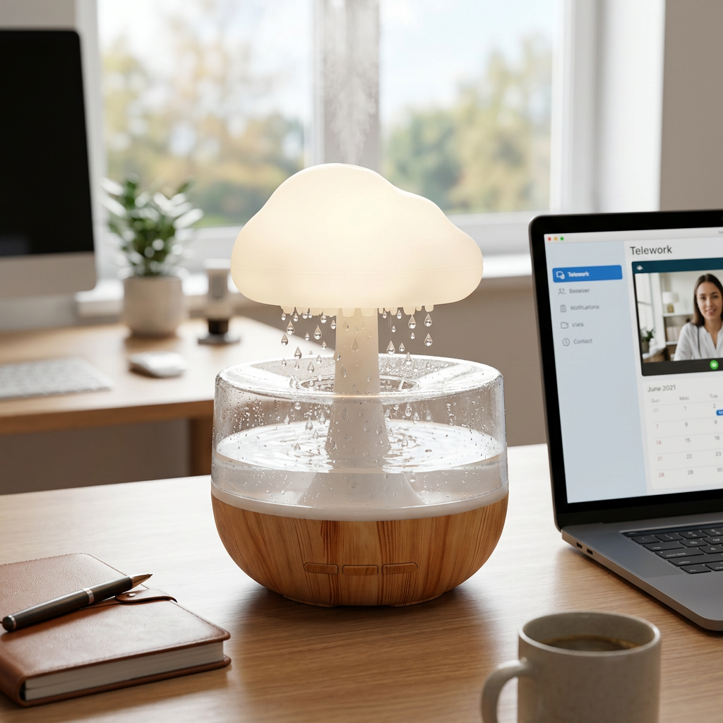 Humidificador Nube de Lluvia – escritorio de teletrabajo